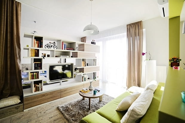 Mieszkanie w Arad - 40 m2; proj. Cristina Bordoiu małe mieszkanie, studio, kawalerka, pomysłowo urządzone mieszkanie