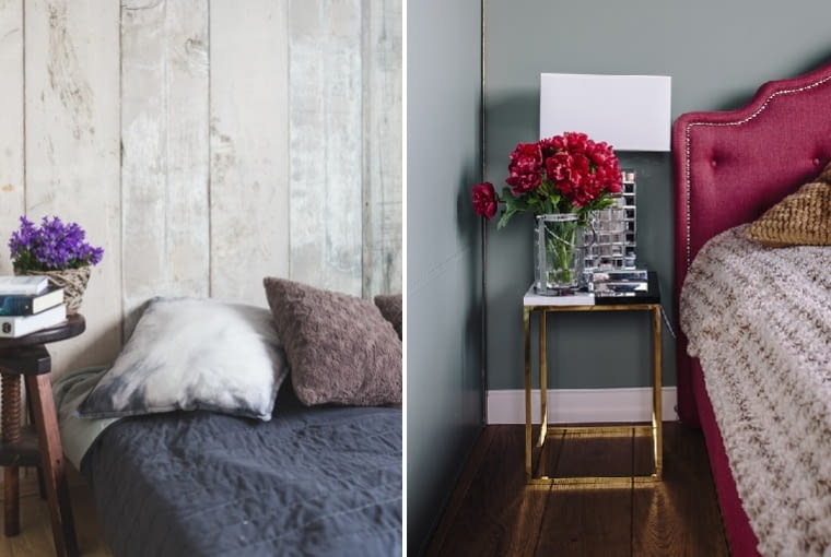 Sypialnia przed metamorfozą i po niej. Od stylu rustykalnego do glamour - metamorfoza sypialni blogerki wnętrzarskiej