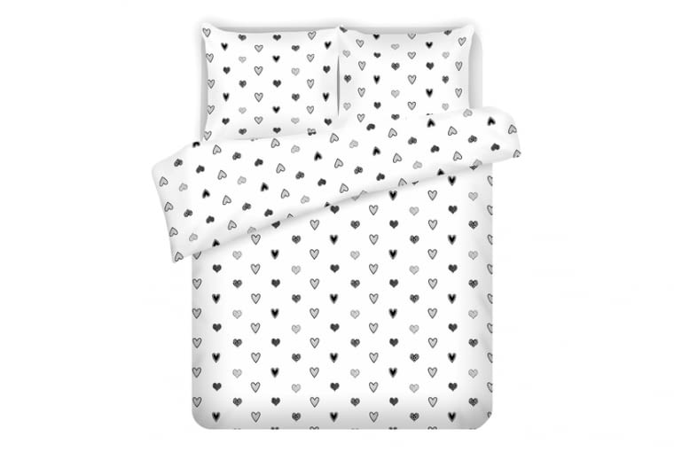 Komplet pościeli LOOSE BLACK&WHITE HEART 160x200 cm 99,90zł