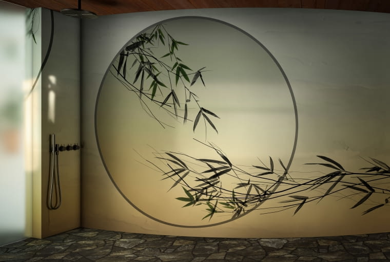 Prostym sposobem na zmianę aranżacji w łazience są wielkoformatowe grafiki.