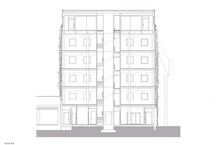 HAUS 1 w Berlinie - sekcja B-B. Proj. MVRDV HAUS 1 w Berlinie - sekcja B-B. Proj. MVRDV