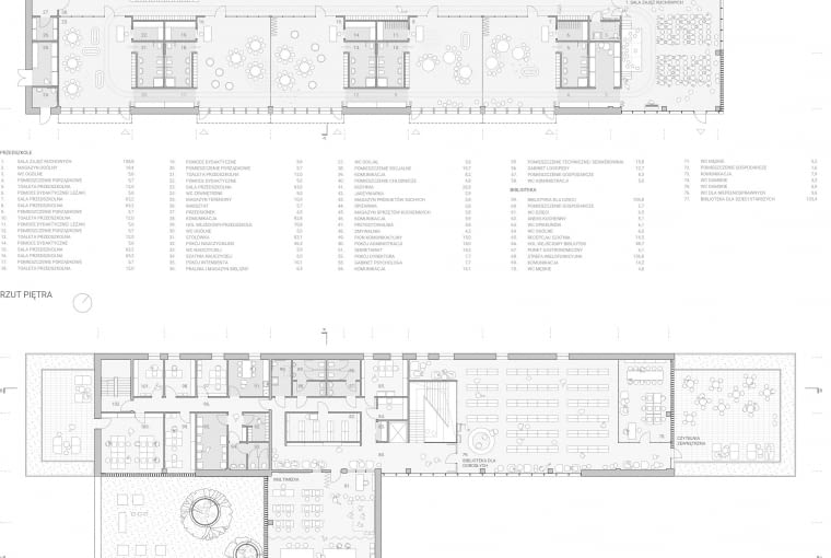 Projekt biblioteki i przedszkola - rzuty