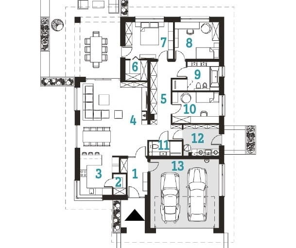 Dom w Renklodach 15 (g2) - plan parteru Projekty domów parterowych