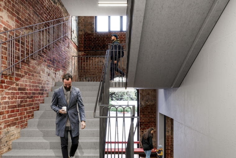 Fuzja: klatki schodowe w budynku starej drukarni. Proj. Medusa Group Fuzja: klatki schodowe w budynku starej drukarni. Proj. Medusa Group