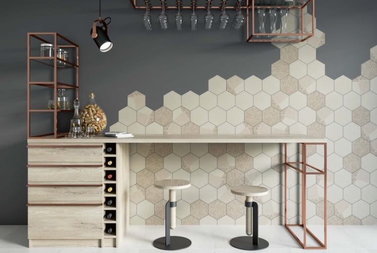 ESAGON LINUM, terakota, 17,1 x 19,8 cm, gr. 0,73 cm, 17,22 zł/szt., Paradyż