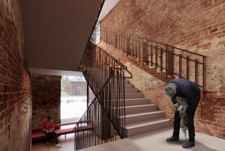 Fuzja: klatki schodowe w budynku starej drukarni. Proj. Medusa Group Fuzja: klatki schodowe w budynku starej drukarni. Proj. Medusa Group