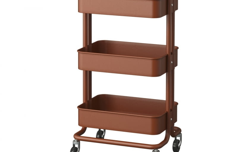 Wózek na kółkach łatwo przesunąć tam, gdzie jest akurat potrzebny. R?SKOG, stal, 35 x 45 cm, wys. 78 cm 199 zł IKEA.