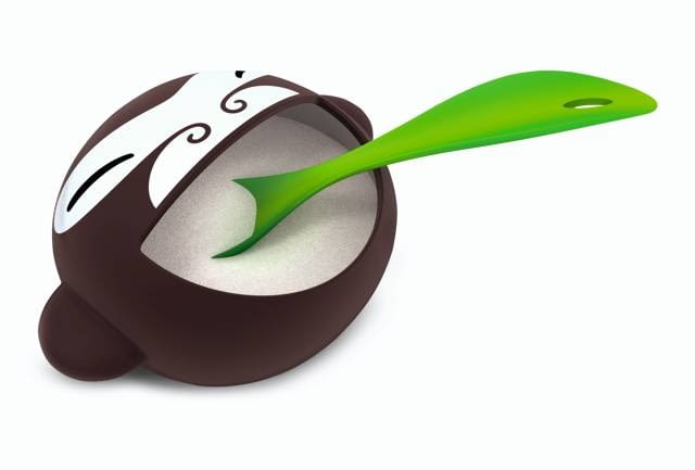 OZDOBNE CUKIERNICE. Banana Kid, porcelana, 135 zł, łyżeczka 30 zł, sprzedaż: fabrykaform.pl