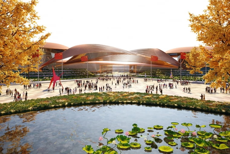 Międzynarodowe Centrum Wystawowe w Pekinie. Proj. Zaha Hadid Architects