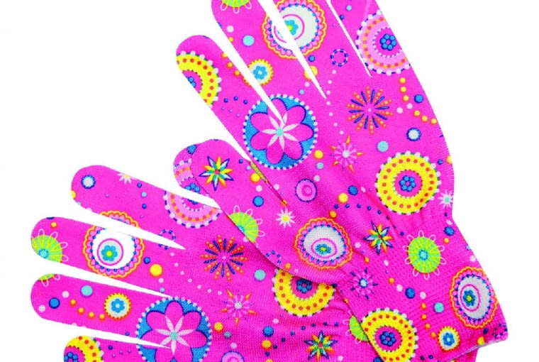 Rękawice ochronne w kwiatki, z poliuretanu, ok. 2 zł, Castorama.