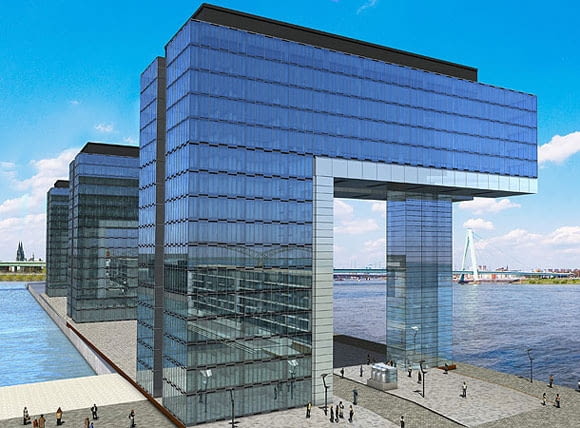Wizualizacje zespołu biurowego Kranhaus w Kolonii projektu uznanego architekta Hadi Teherani z pracowni BRT architects niemcy, wieżowiec, biurowiec, budynek, realizacja