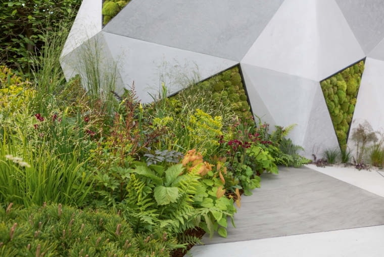 yThe Jeremy Vine Texture Garden. Designed by: Matt Keightley. RHS Chelsea Flower Show 2017. Stand no. Feel Good Garden 288