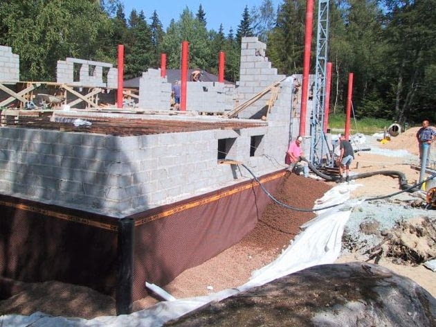 Zasypywanie fundamentów keramzytem Zasypywanie fundamentów keramzytem