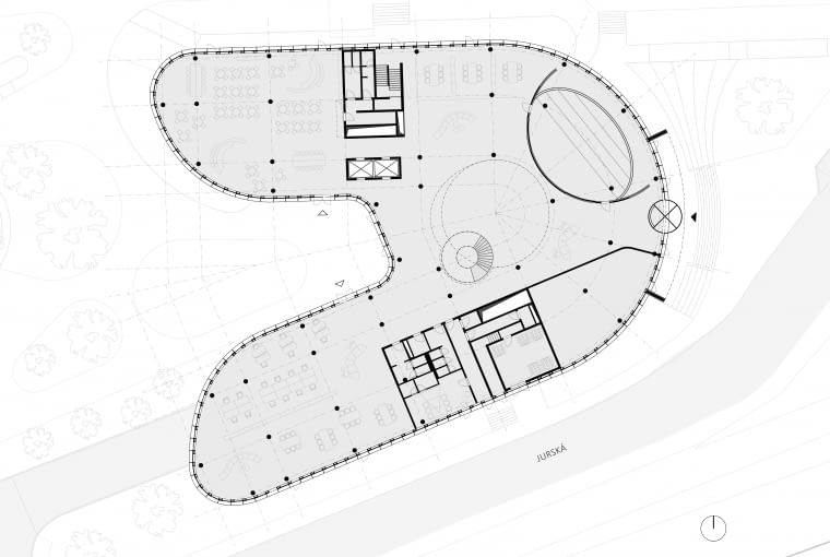 Nowa siedziba Innovatrics w Bratysławie. Plan pierwszego piętra.