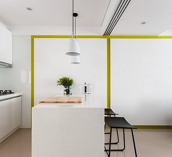 Mieszkanie w Taizhong - 74 m kw.; proj. Z-Axis Design Studio nowoczesne mieszkanie, nowoczesne wnętrze, jak wydzielić kuchnię, mieszkanie z otwartą kuchnią