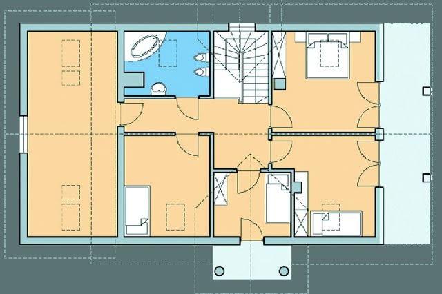 Rzut poddasza - "Dom z wejściem przez ganek" Rzut poddasza - "Dom z wejściem przez ganek"