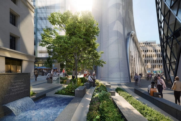 Teren przy wieży The Tulip w Londynie. Proj. Foster + Partners Teren przy wieży The Tulip w Londynie. Proj. Foster + Partners