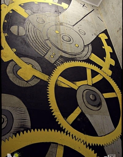 Klatka schodowa Woronicza Qbik, proj. Muralist murale, street art, murale w mieszkaniu