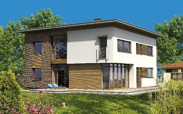 Elewacja ogrodowa projekt domu,projekty domów,dom jednorodzinny