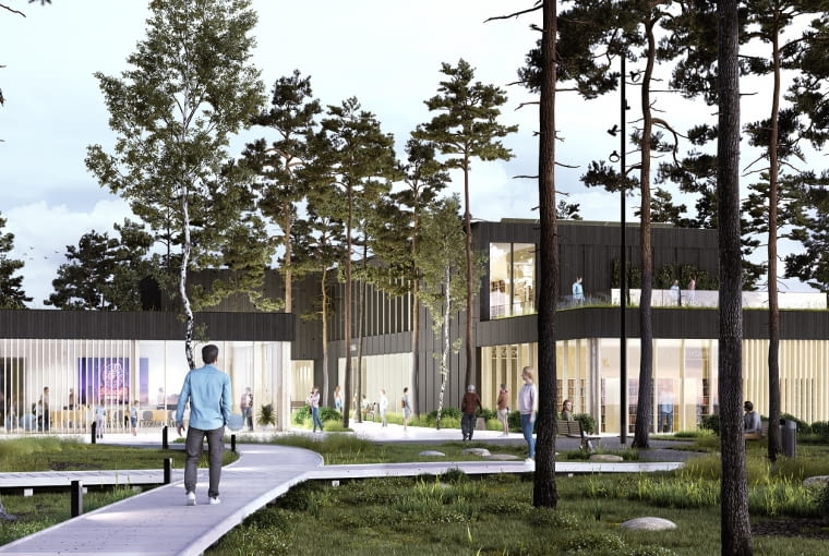 Projekt biblioteki i przedszkola wraz z zagospodarowaniem terenu w Józefowie