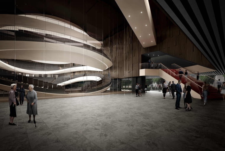 Simfonia Varsovia - wizualizacja foyer. Proj. Atelier Thomas Pucher