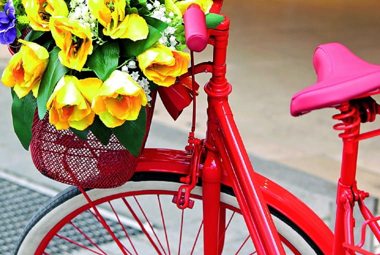 Ach, pojechałoby się gdzieś za miasto! Skoro jednak rower do tego już się nie nadaje, można go zamienić w kwietnik i postawić przed domem.