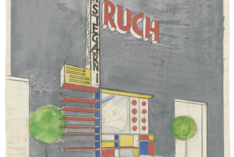 Barbara Brukalska, Stanisław Brukalski, projekt stoiska księgarni Ruch, 1930