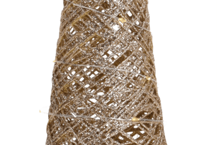 Stożek latarenka z papierowego sznurka 60 cm LED złoty brokat 44,99 zł, kod 86621831