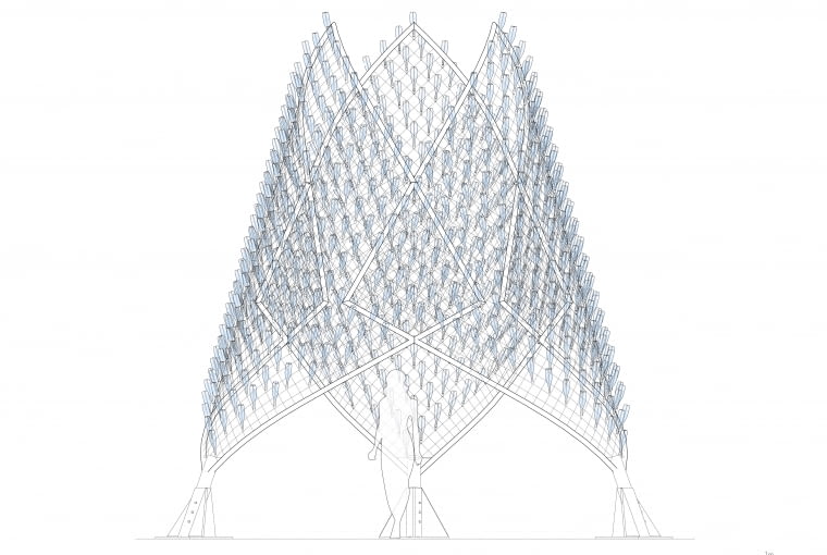 Pawilon Komorebi - szkic. Proj. Joanna Maria Leśna, Izabella Banaś i Paola Gonzalez Marquez. Pawilon Komorebi - szkic. Proj. Joanna Maria Leśna, Izabella Banaś i Paola Gonzalez Marquez.