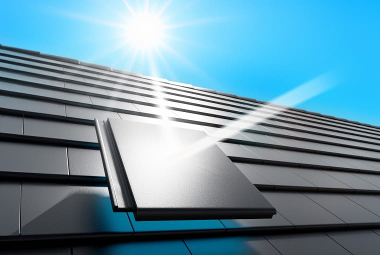 Połać , dachówka betonowa Braas Teviva TermoComfort, kolor grafitowy