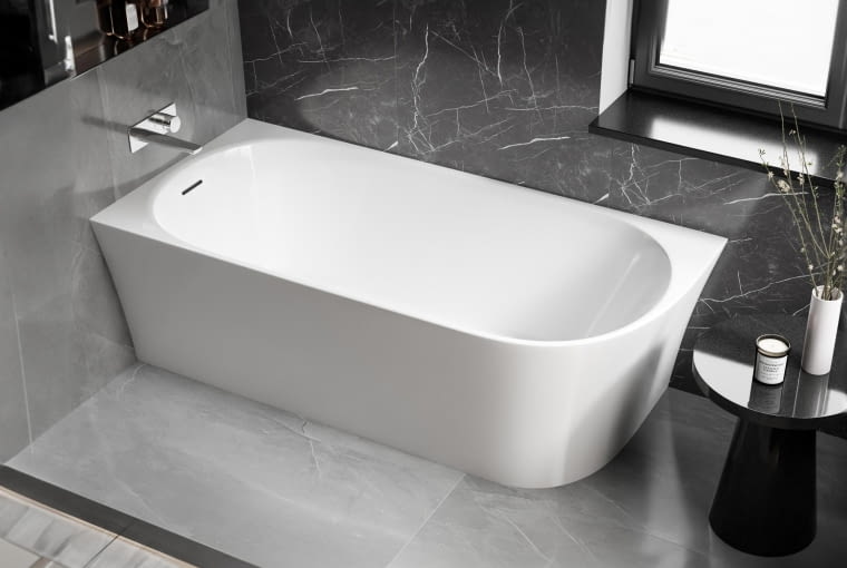 Wanna wolnostojąca przyścienna Bernstein NORA CORNER akryl biały - 170 x 80 cm