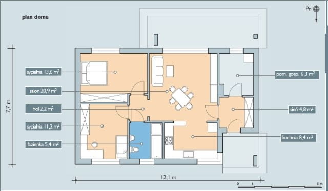 Plan - dom na drugą połowę życia plany domu,rzuty domu,projekt domu