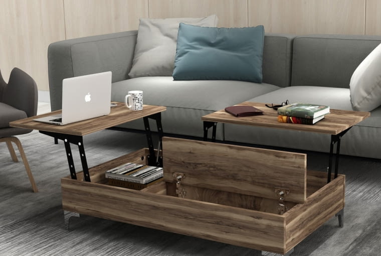 Stolik kawowy Fossans, rozkładany ze schowkiem, 1049 zł, selsey.pl meble wielofunkcyjne