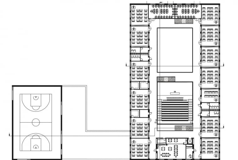 Liceum ogólnokształcące nr CLXIII w Wesołej - rzut piętra. Proj. plus3-architekci