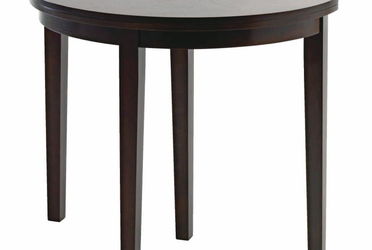 Stół rozkładany, drewno kauczukowe i płyta MDF, śr. 90 cm, Jysk, cena: 699 zł Stół rozkładany, Jysk