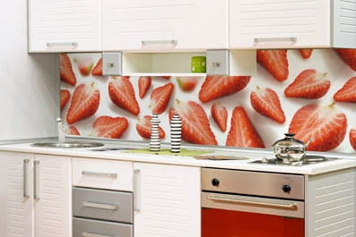 Kuchnia - fototapeta Small white kitchen with stove and sink