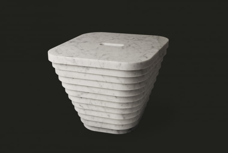 Stołek wykonany z marmurowych płytek, proj. Paolo Ulian i Moreno Ratti