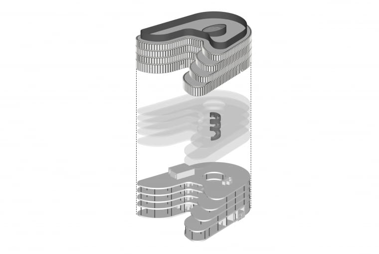 Nowa siedziba Innovatrics w Bratysławie. Aksonometria.