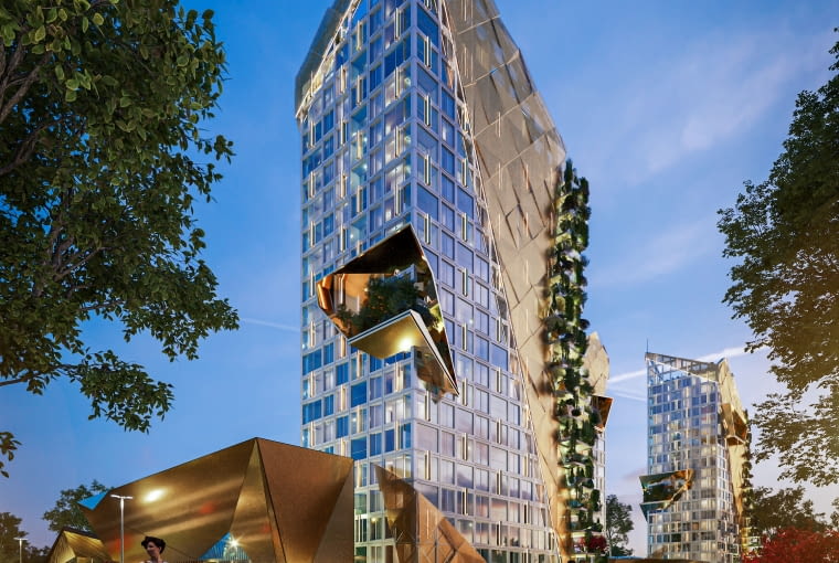 Planowane wieżowce przy ul. Skrajnej w Kielcach. Proj. 4idea