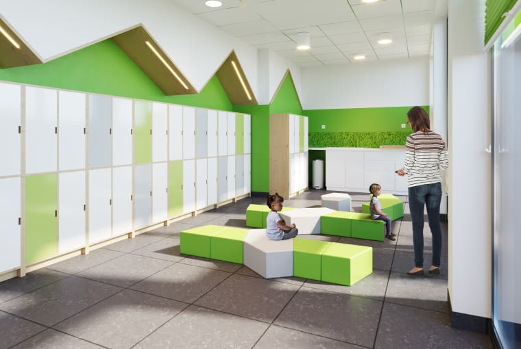 Żłobek w Czernikowie - szatnia. Proj. M&R Biuro Projektów