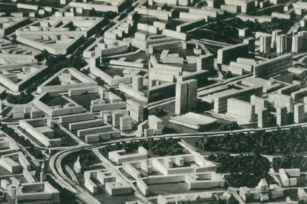 Jedna z koncepcji zagospodarowania centrum Szczecina z lat 60. XX wieku Jedna z koncepcji zagospodarowania centrum Szczecina z lat 60. XX wieku
