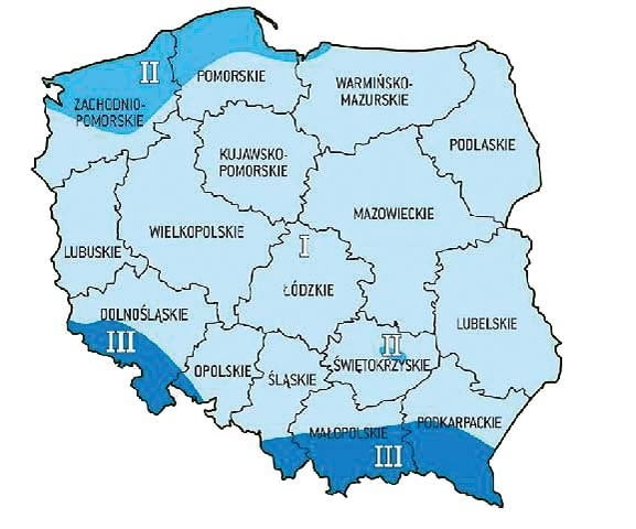 Strefy obciążenia wiatrem