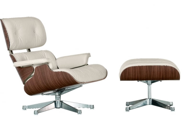 Eames Lounge Chair & Ottoman najbardziej znany projekt pary, producent Vitra Ray i Charles Eamesowie