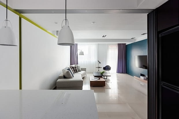 Mieszkanie w Taizhong - 74 m kw.; proj. Z-Axis Design Studio nowoczesne mieszkanie, nowoczesne wnętrze, jak wydzielić kuchnię, mieszkanie z otwartą kuchnią