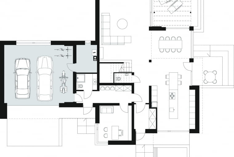 Otwarty 2, Projekt parteru Projekty domów z miejscem do pracy