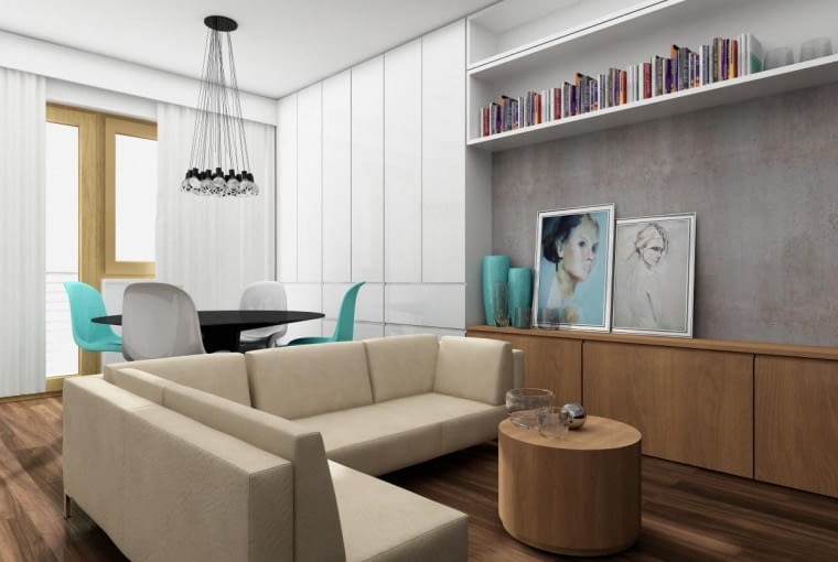 Nowoczesny salon z jadalnią Nowoczesny salon z jadalnią