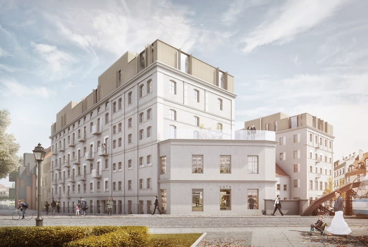 Młyn Maria we Wrocławiu - widok od strony ul. Staromłyńskiej. Proj. Maćków Pracownia Projektowa Młyn Maria we Wrocławiu. Proj. Maćków Pracownia Projektowa