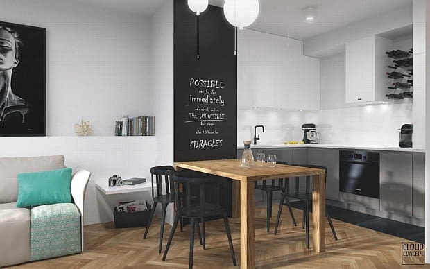 Mieszkanie - 55 m kw.; proj. Cloud Concept Studio małe mieszkanie, mieszkanie w szarościach, przytulne mieszkanie, jak urządzić