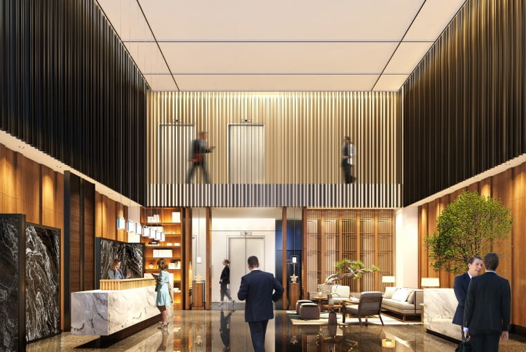 Nowy zespół biurowy w centrum Lublina - lobby. Proj. MTA Architekci