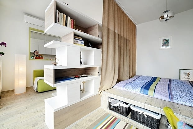 Mieszkanie w Arad - 40 m2; proj. Cristina Bordoiu małe mieszkanie, kawalerka, jak urządzić małe mieszkanie, dobrze urządzone małe mieszkanie